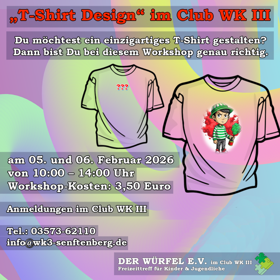 T-Shirt Druck Winterferien 2026 Club WK III in Senftenberg